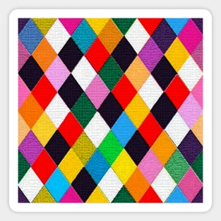 MARDI GRAS HARLEQUIN PATTERN Colorful Carnival Diamonds,Rhombuses Magnet